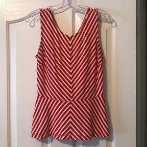 Adorable Red and White Peplum Top